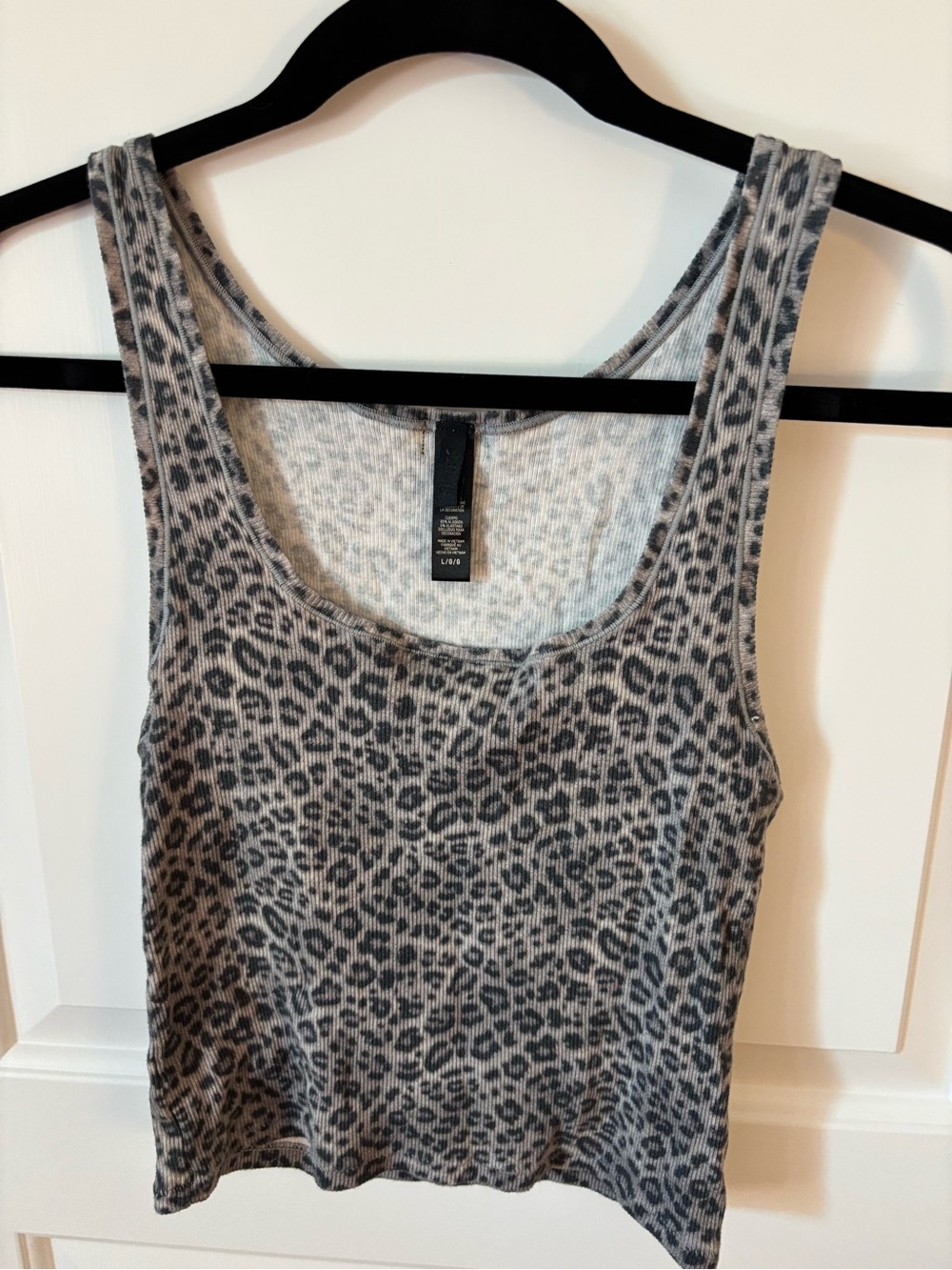SKIMS Grey Leopard Ribbed Tank Top